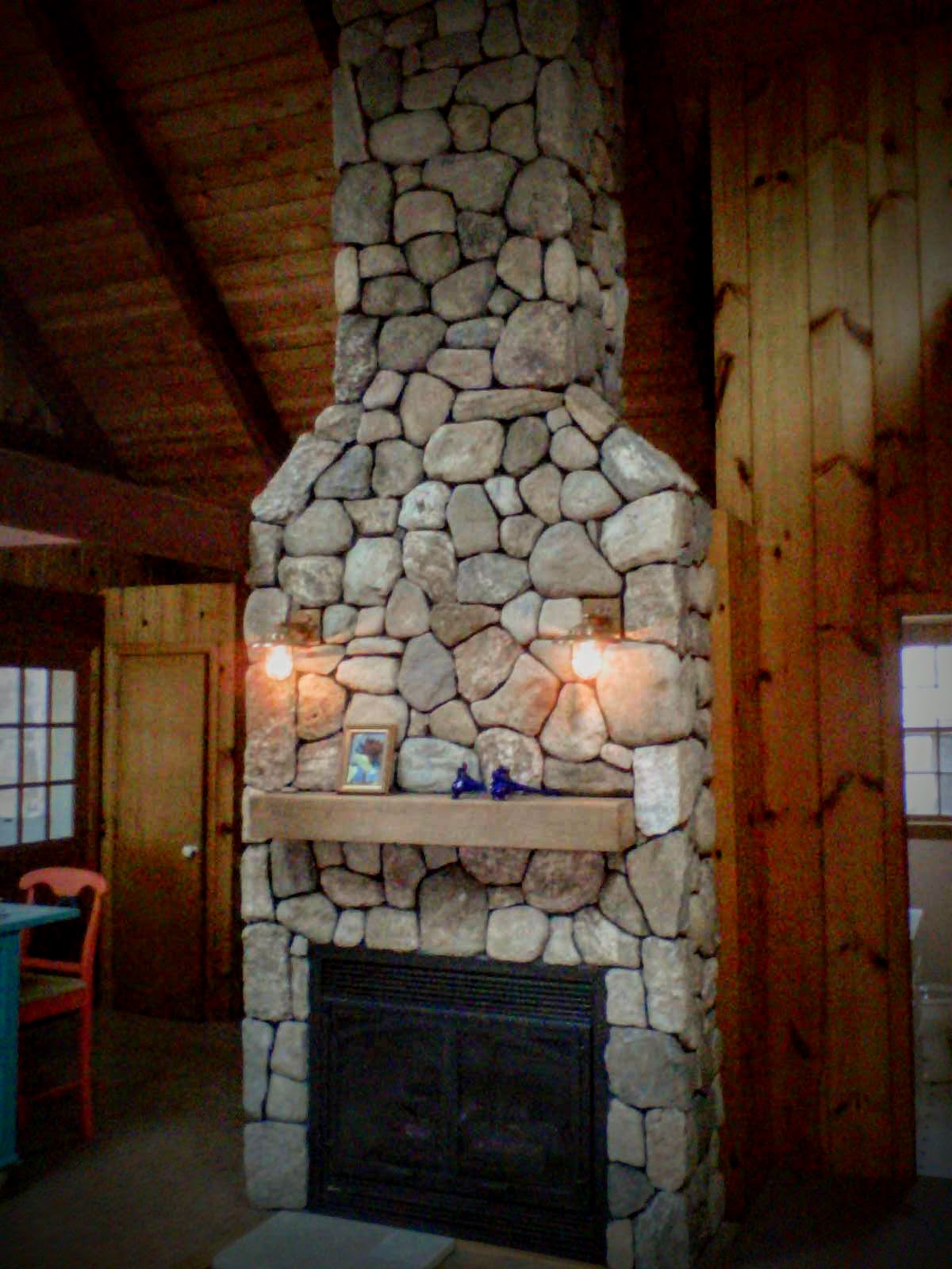 New England Round Fieldstone Fireplace Wellfleet, Mass